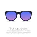 Black sunglasses with gradient mirror Lens. isolated illustration on white background with text for banner Royalty Free Stock Photo